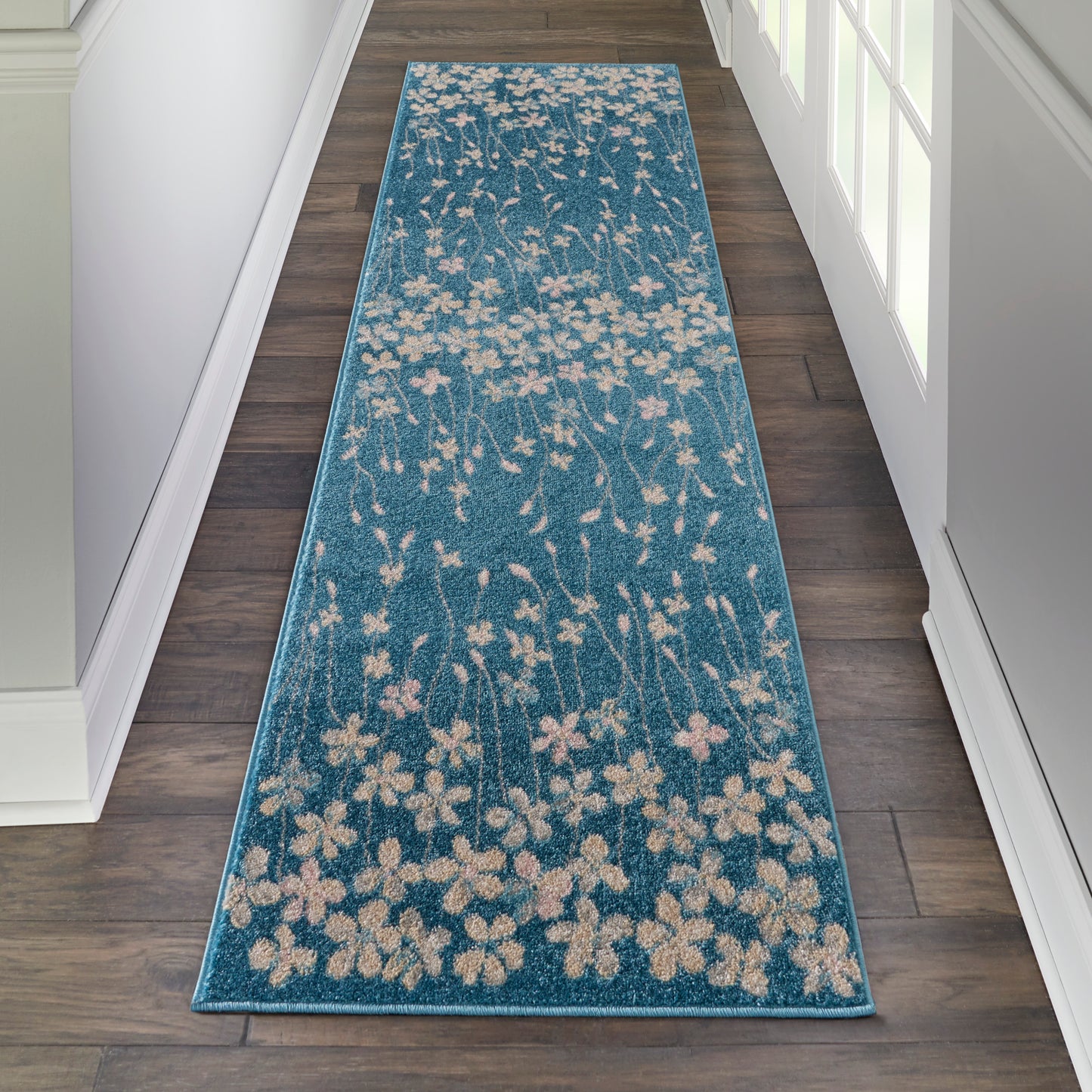 Nourison Tranquil 2'3" x 7'3" Turquoise Contemporary Indoor Rug