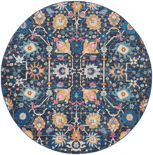 Nourison Passion 8' x Round Navy Bohemian Indoor Rug