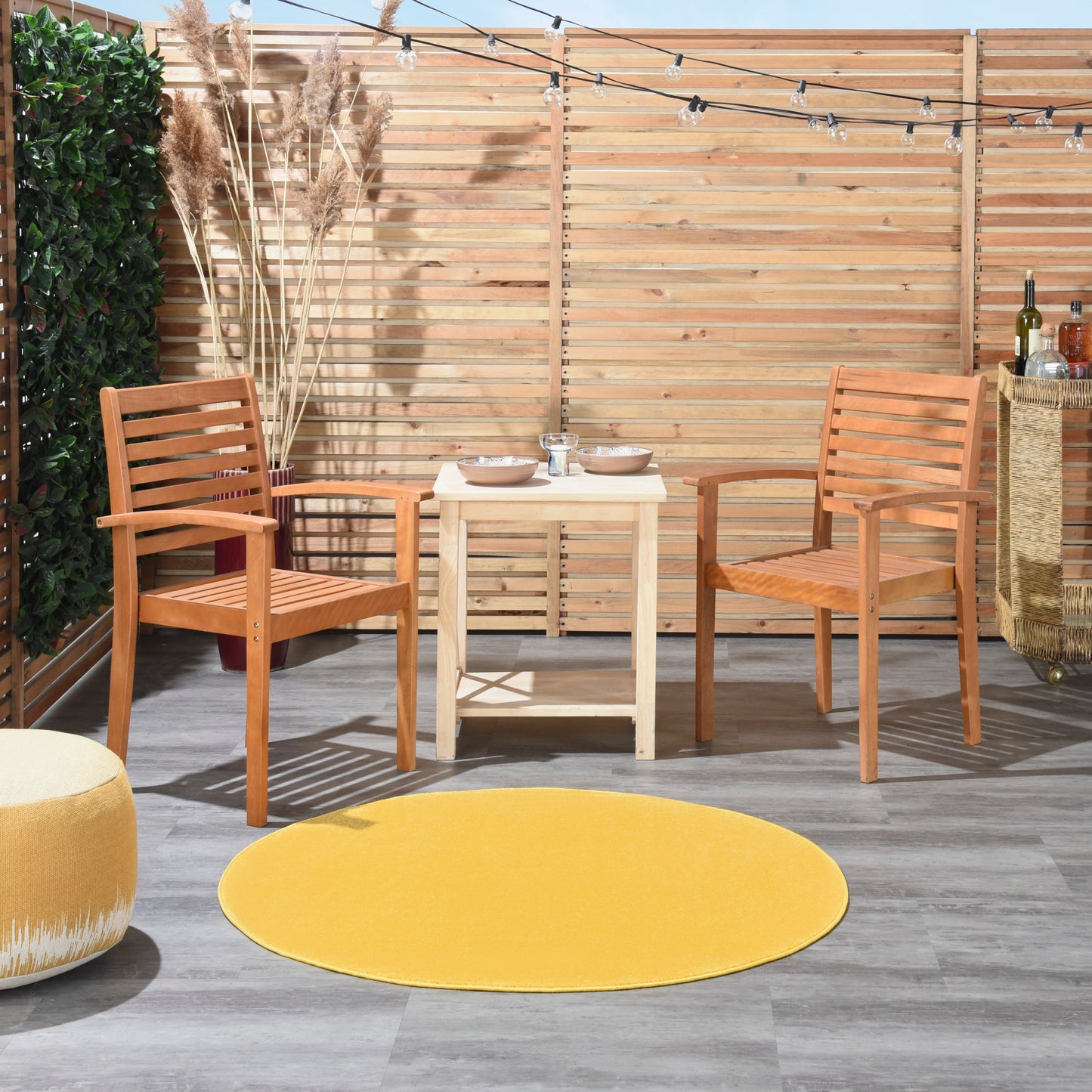 Nourison Nourison Essentials 4' x Round Yellow Outdoor Rug