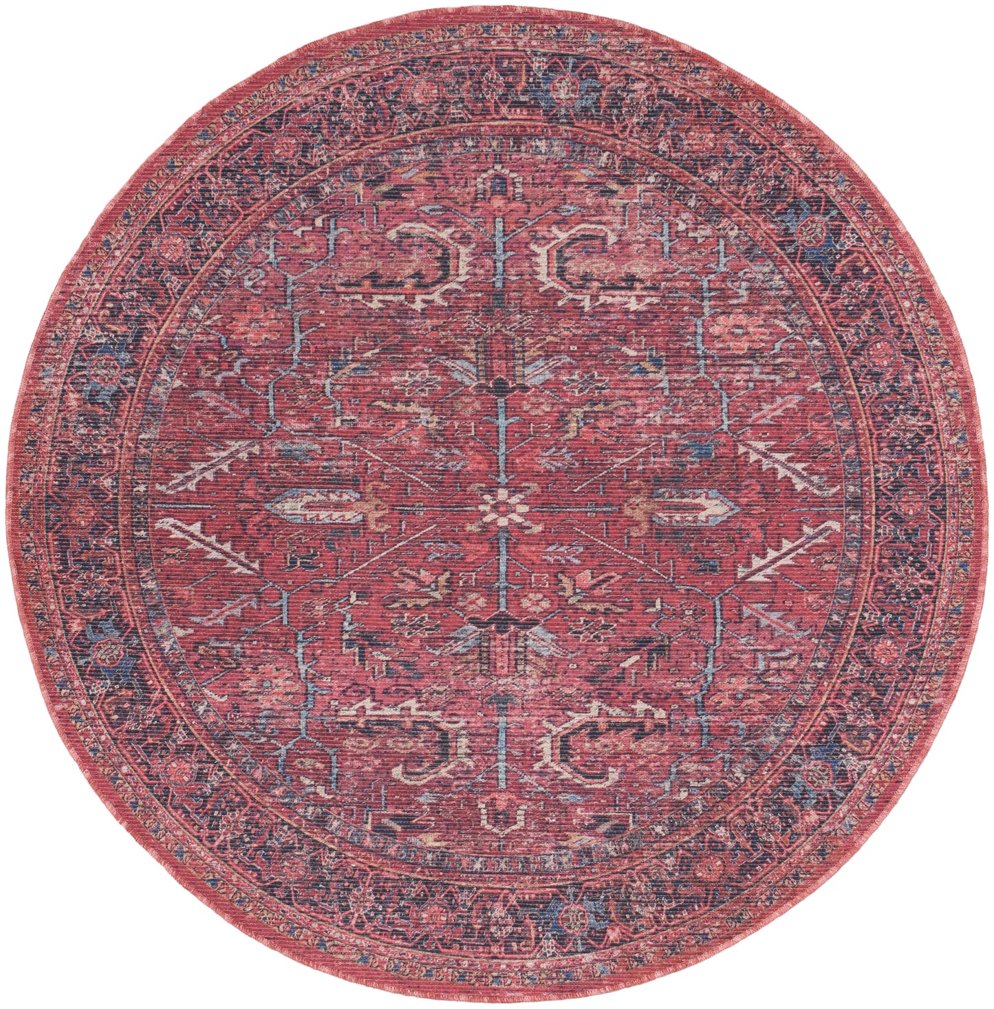 Nicole Curtis Machine Washable Series 1 7'10" x Round Brick Vintage Indoor Rug