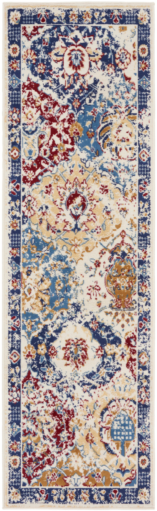 Nourison Grafix 2'3" x 7'6" Blue Multicolor Vintage Indoor Rug