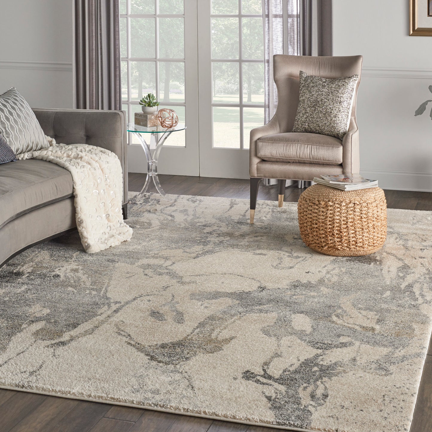 Nourison Fusion 7'10" x 10'6" Cream Grey Modern Indoor Rug