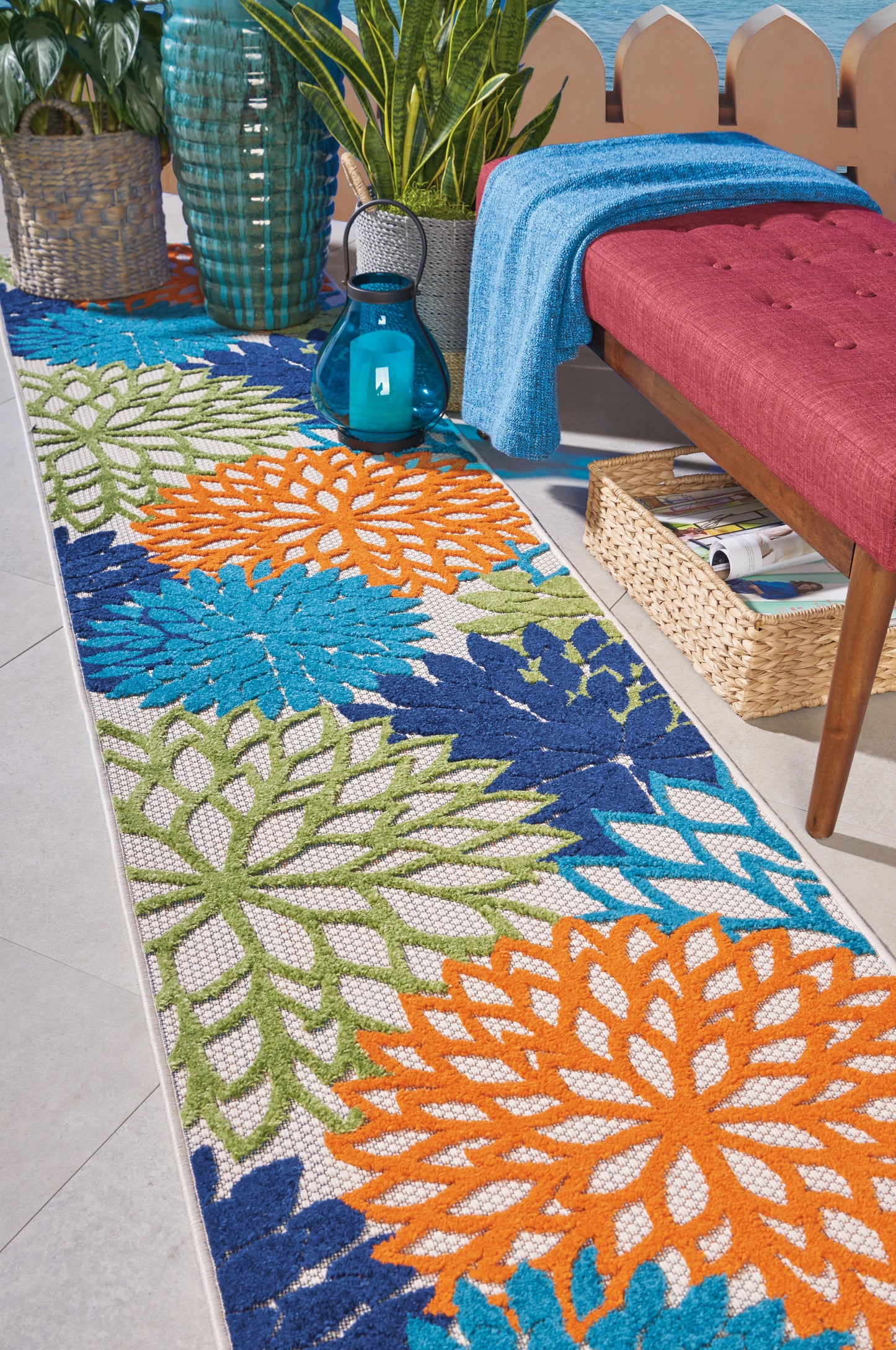 Nourison Aloha 2'3" x 12' Multicolor Tropical Rug