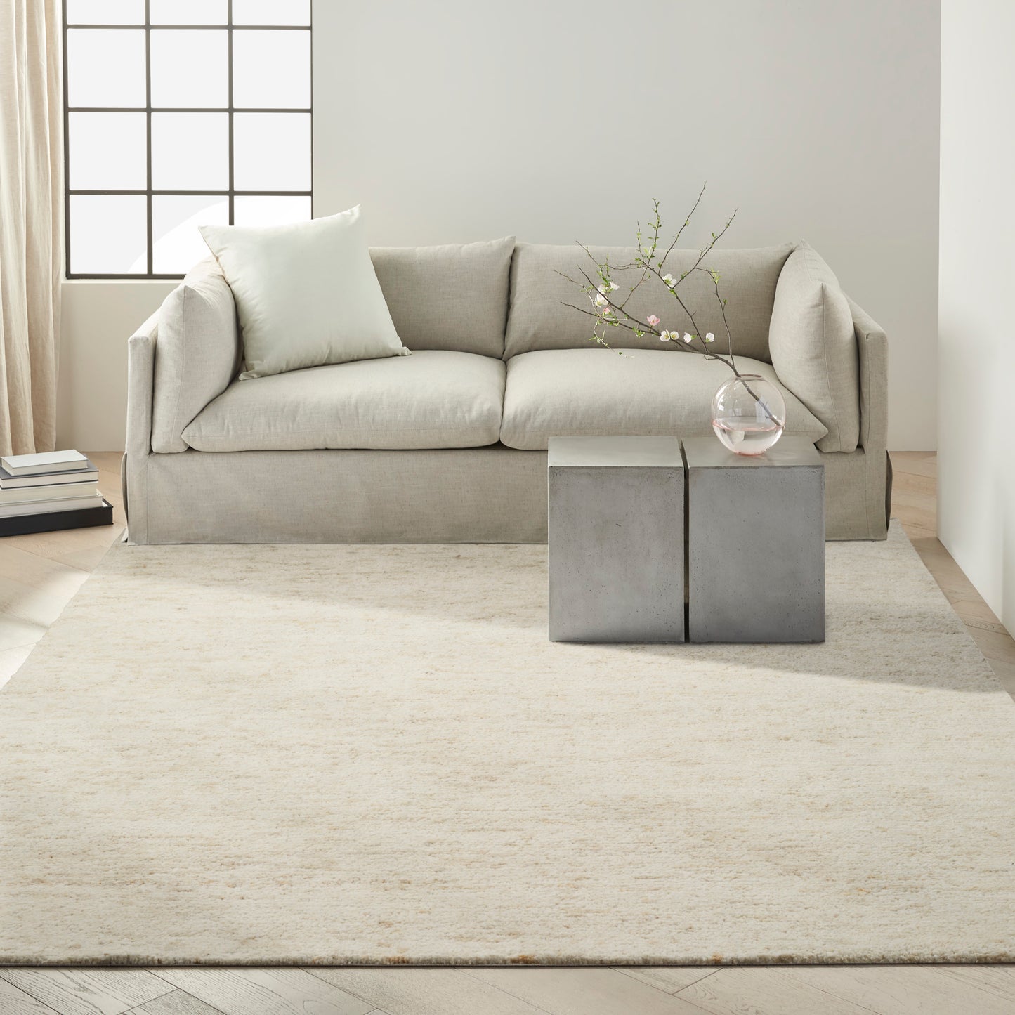 Calvin Klein CK042 Billows 8'6" x 11'6" Ivory Beige Modern Indoor Rug