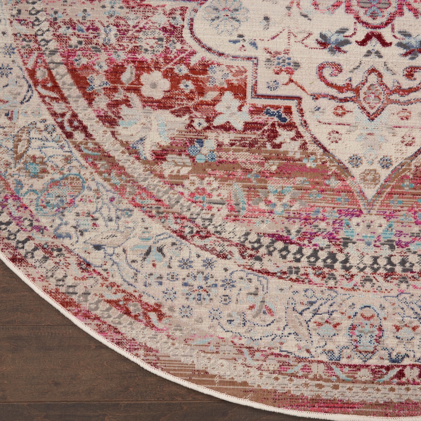 Nourison Vintage Kashan 6' x Round Red/Ivory Vintage Indoor Rug