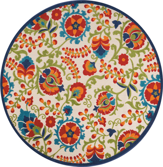 Nourison Aloha 7'10" x Round Multicolor Farmhouse Rug