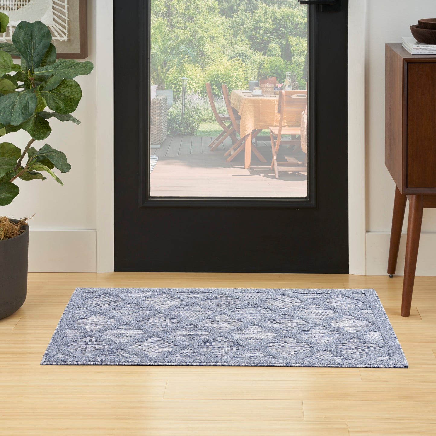 Nourison Easy Care 2' x 4' Denim Blue Modern Rug