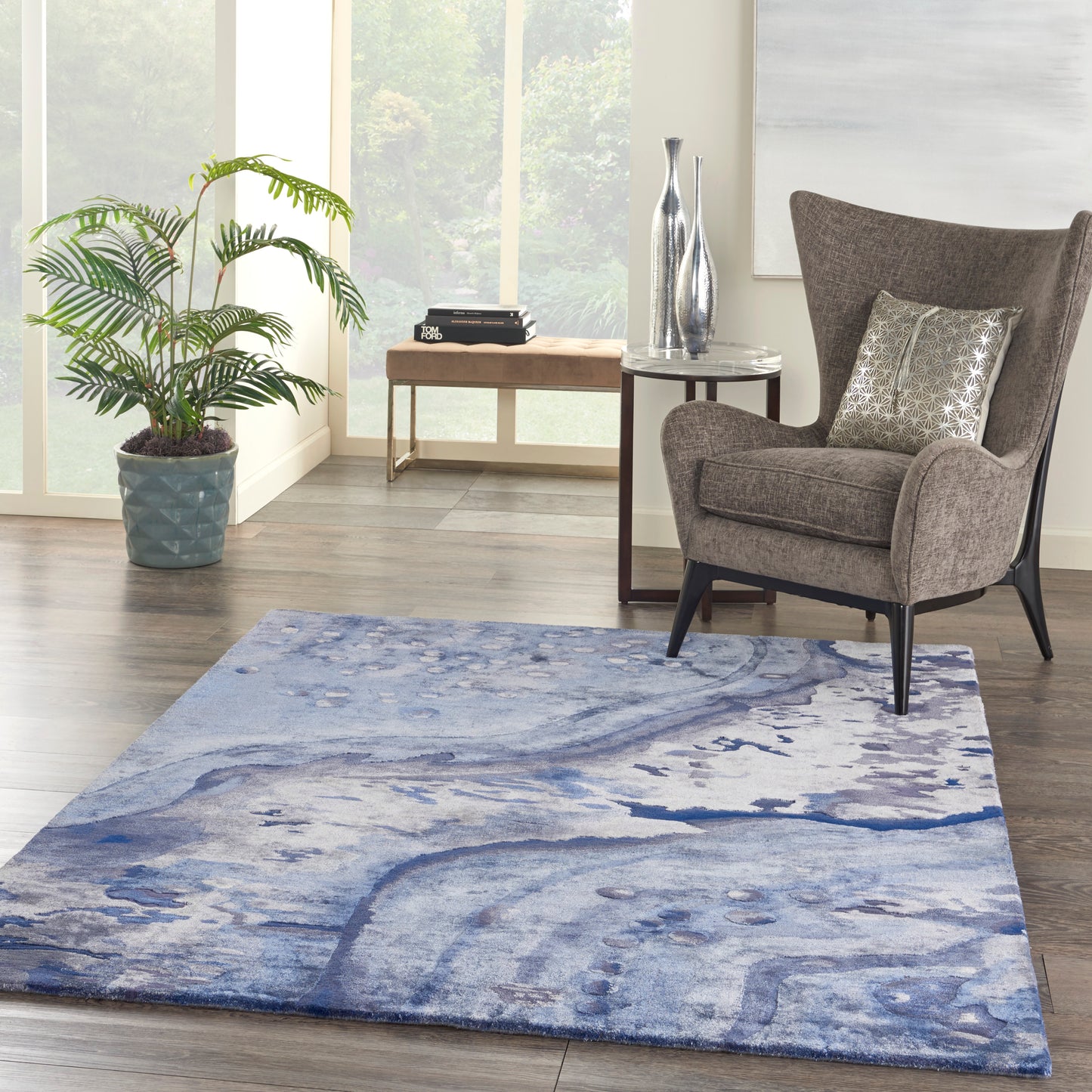 Nourison Prismatic 3'9" x 5'9" Blue Modern Indoor Rug