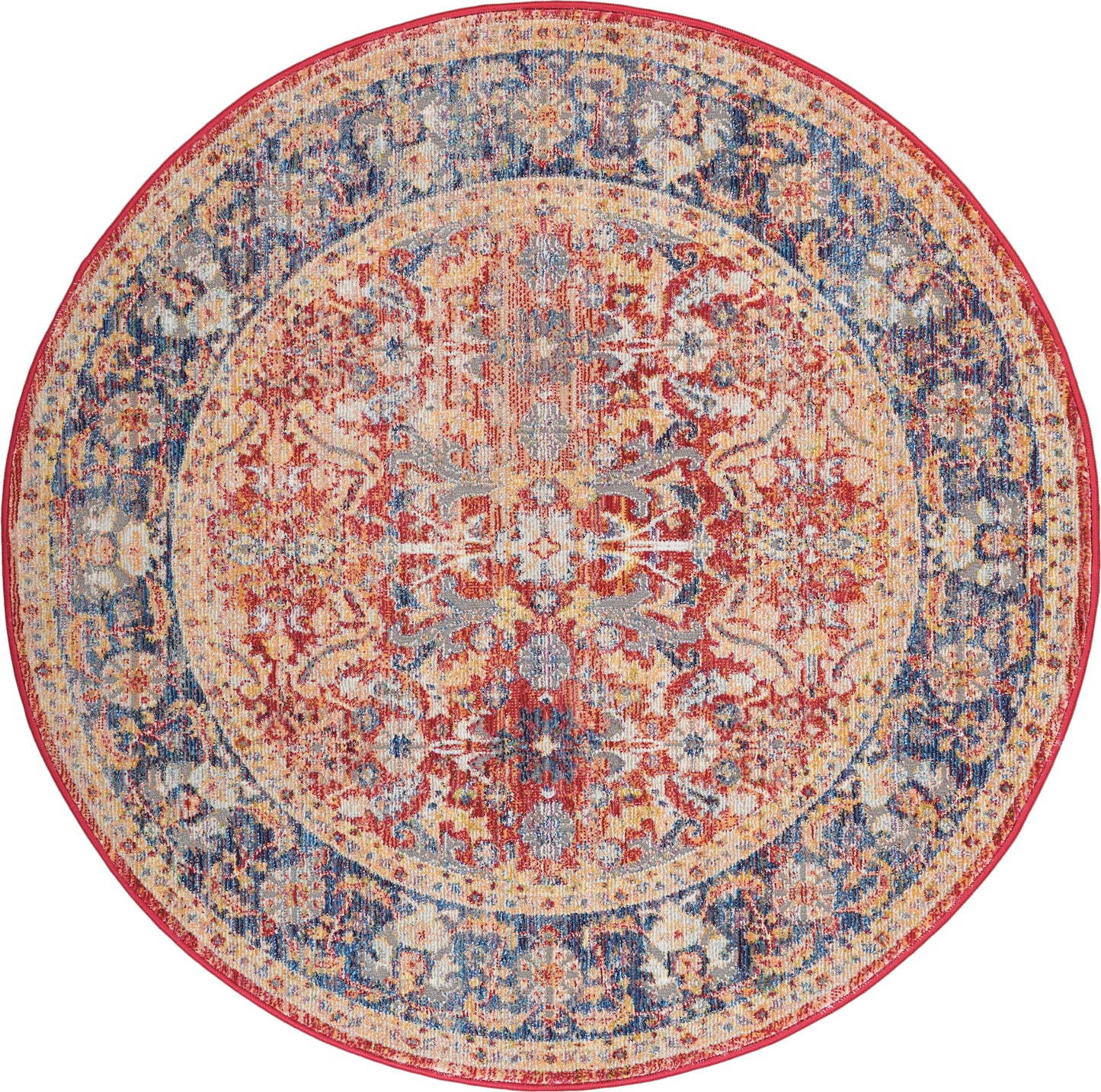 Nourison Ankara Global 4' x Round Red Vintage Indoor Rug