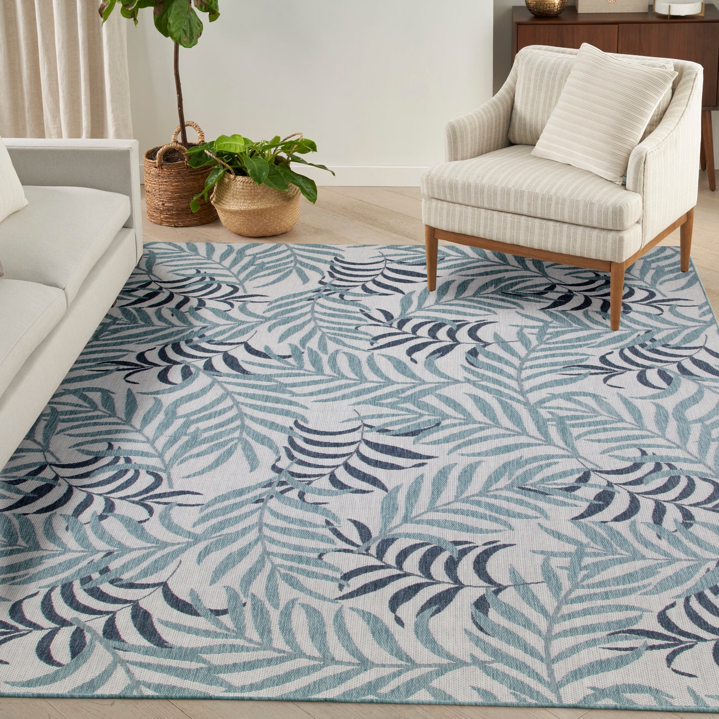 Nourison Garden Oasis 8' x 10' Blue Tropical Rug