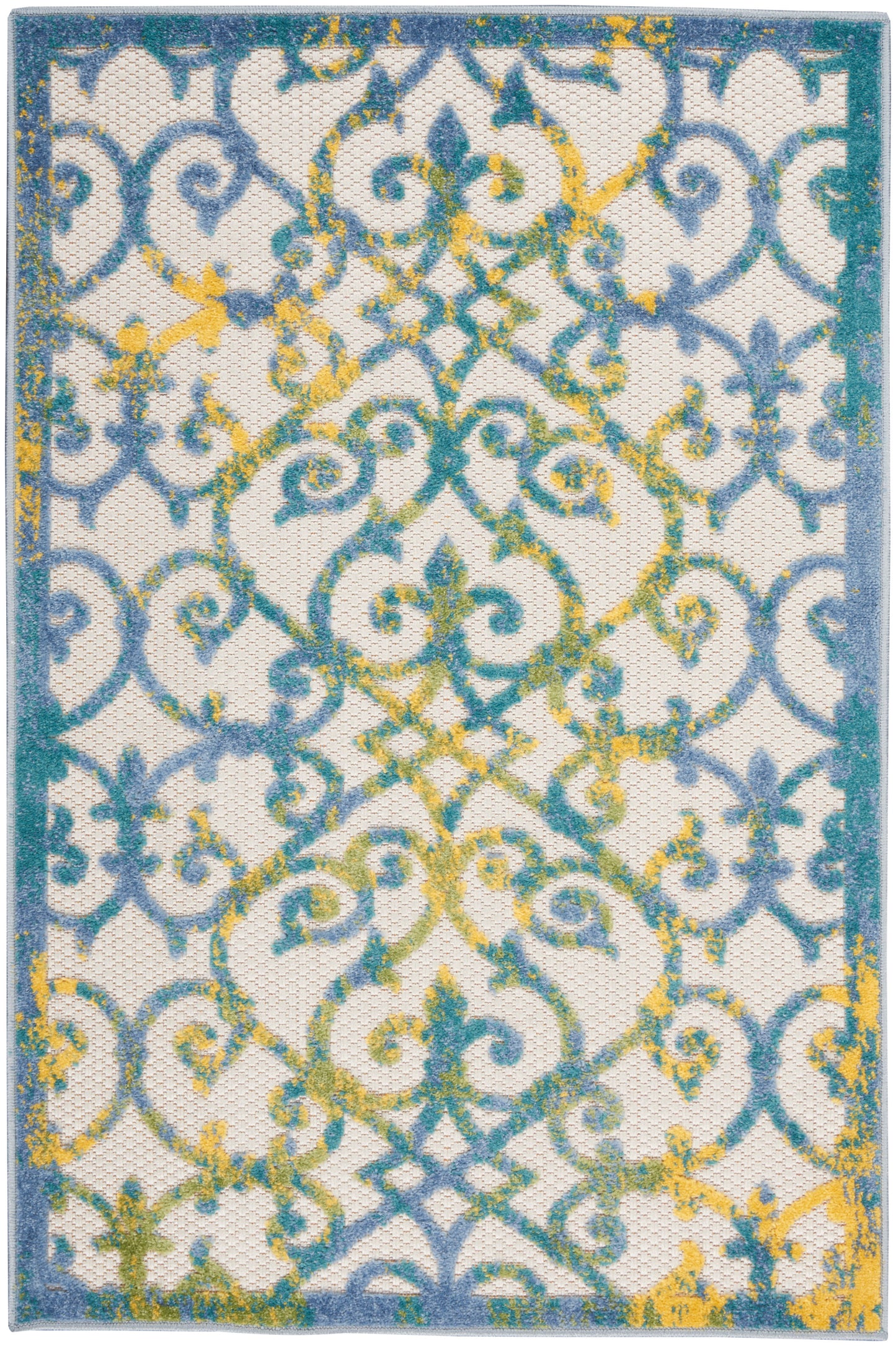 Nourison Aloha 2'8" x 4' Ivory Blue Contemporary Rug