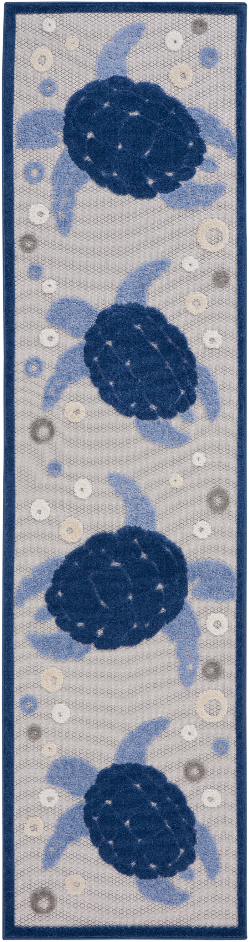 Nourison Aloha 2' x 6' Navy Blue Coastal, Nautical & Beach Rug