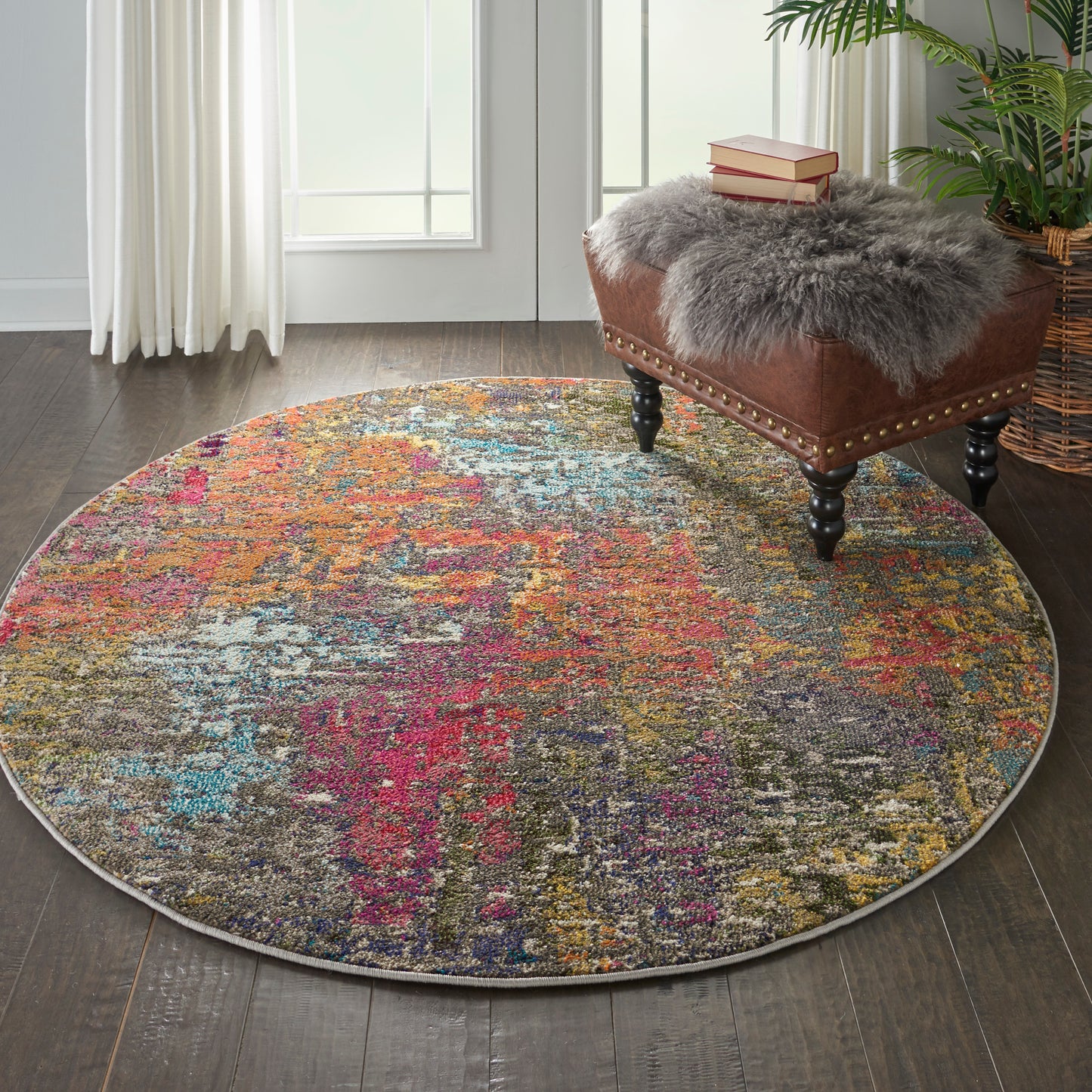 Nourison Celestial 5'3" x Round Sunset Modern & Contemporary Indoor Rug