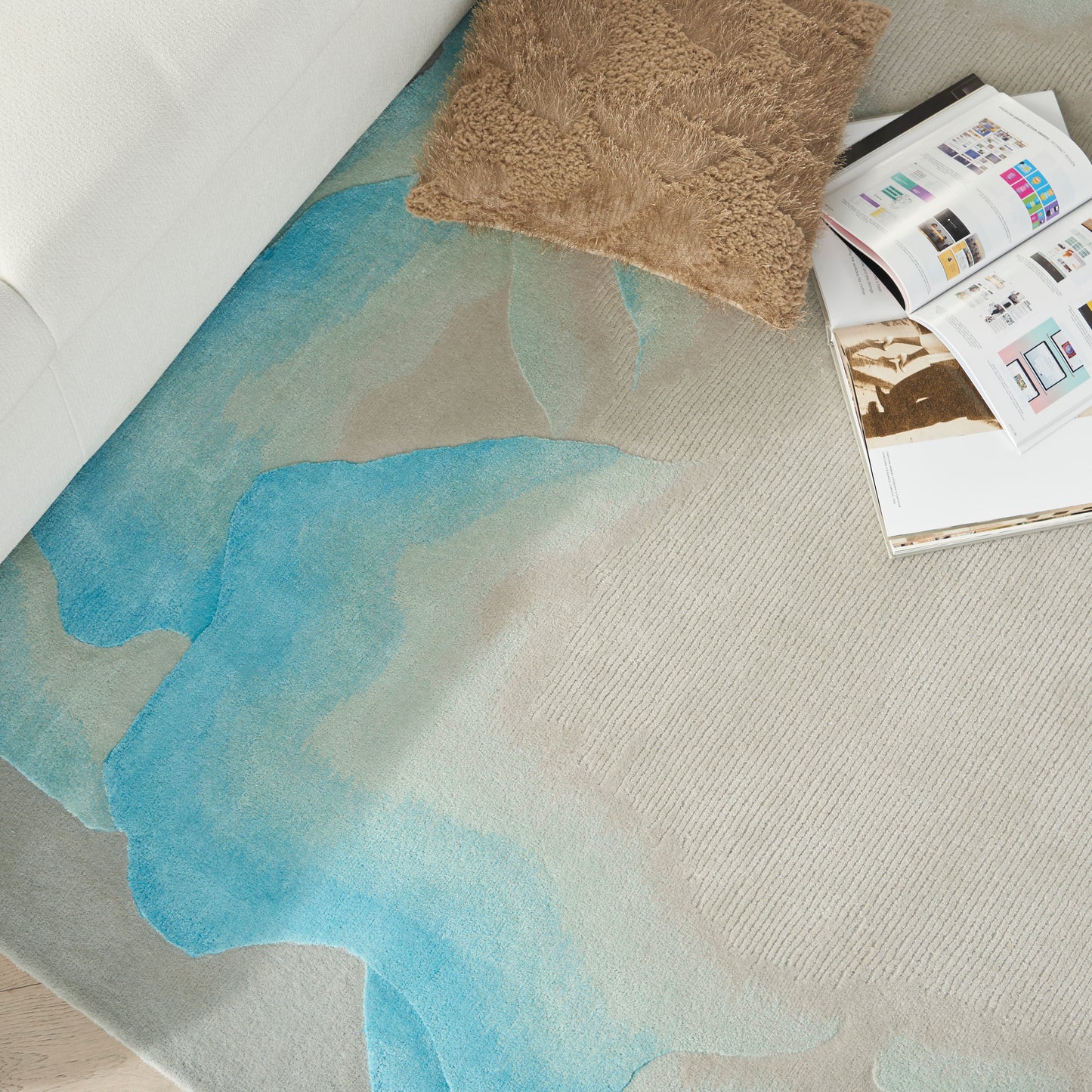 Nourison Prismatic 5'6" x 7'5" Sea Mist Blue Modern Indoor Rug