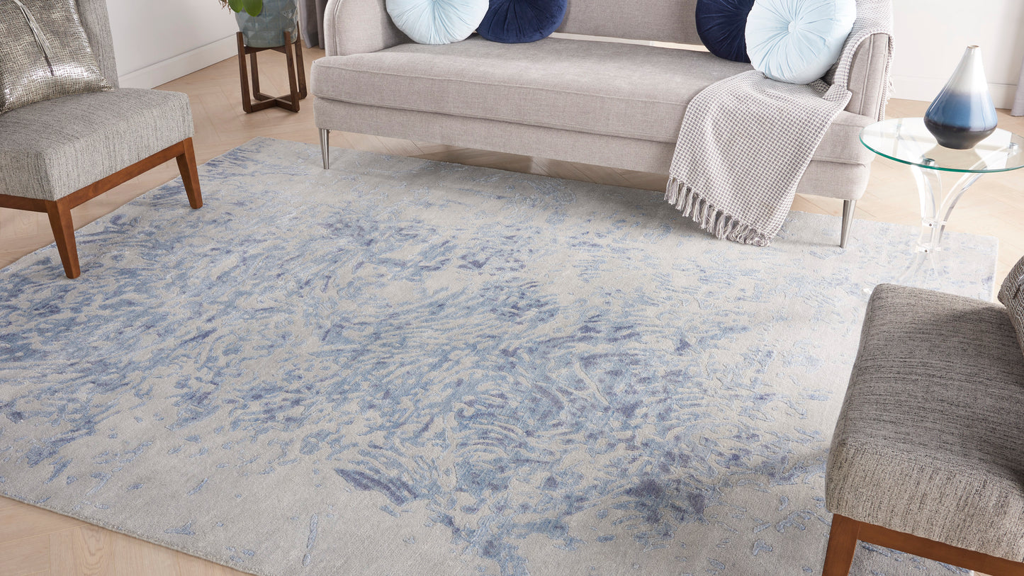 Nourison Silk Shadows 5'6" x 7'5" Grey Blue Modern Indoor Rug