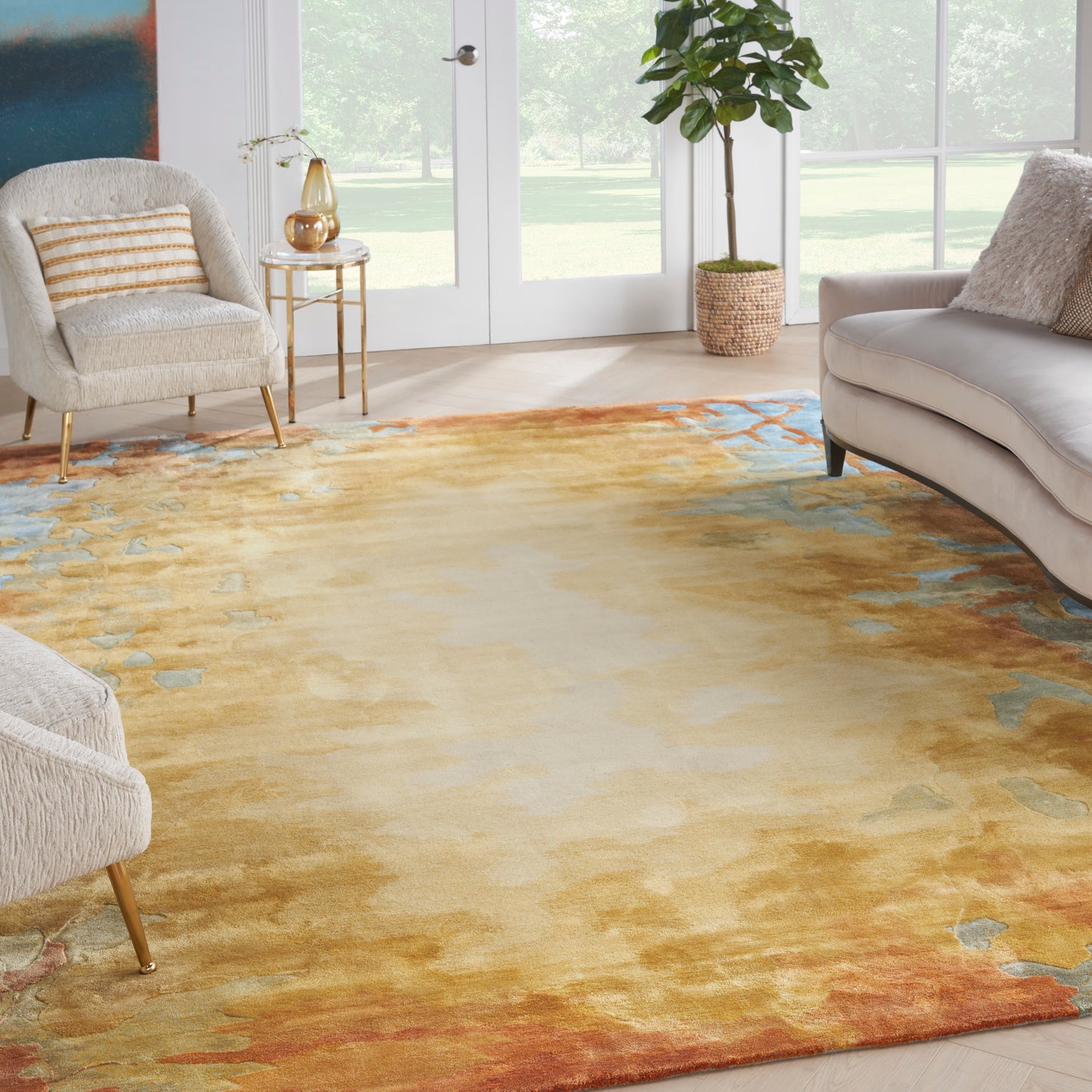 Nourison Prismatic 8'6" x 11'6" Gold Multicolor Modern Indoor Rug