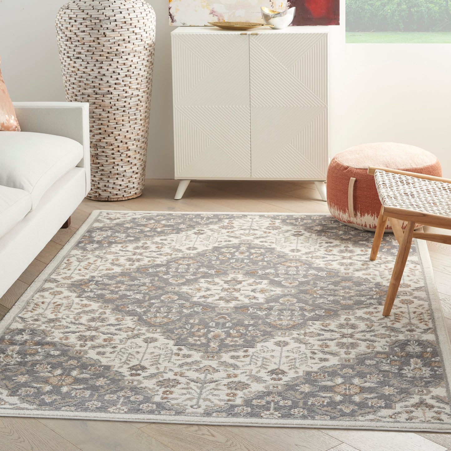 Nourison Elation 5'3" x 7'3" Ivory Grey Transitional Indoor Rug