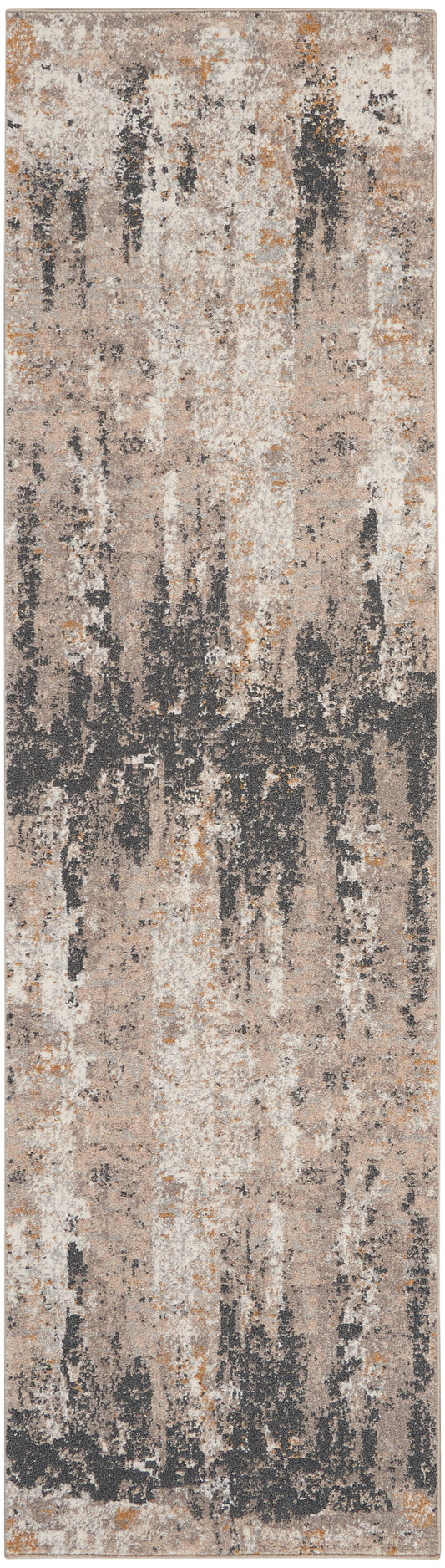 Nourison Tangra 2'2" x 7'6" Cream Grey Modern Indoor Rug