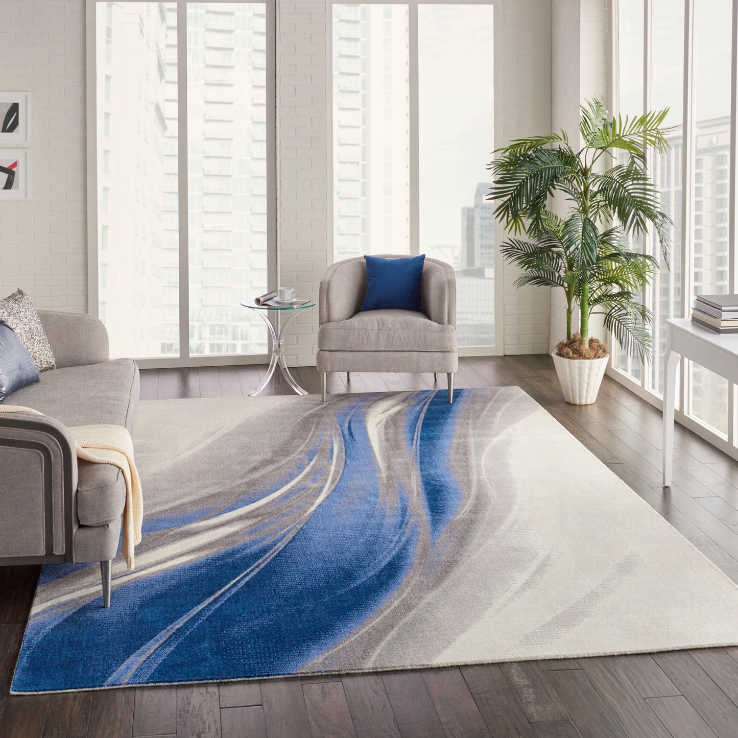 Nourison Twilight 8'6" x 11'6" Ivory Grey Blue Modern Indoor Rug