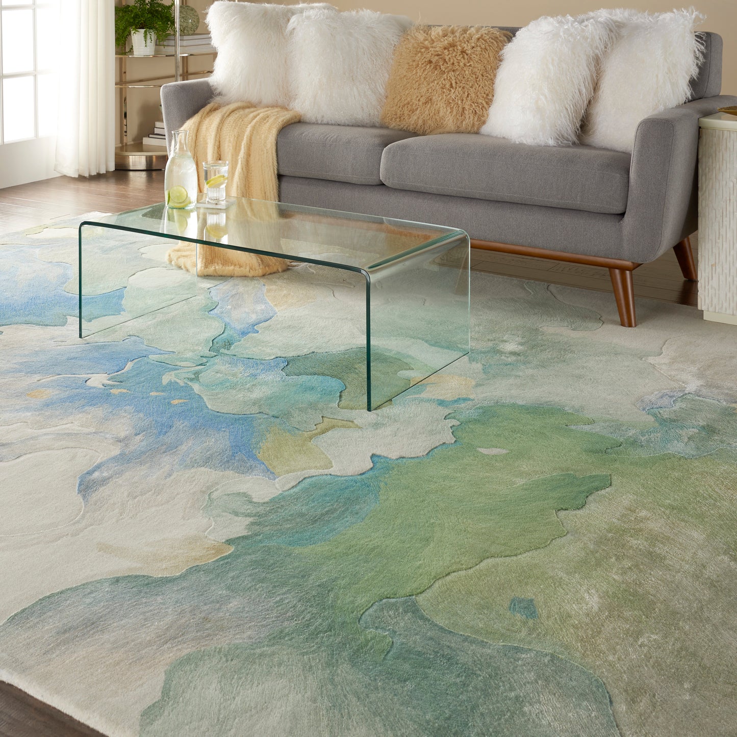 Nourison Prismatic 9'9" x 13'9" Seafoam Modern Indoor Rug