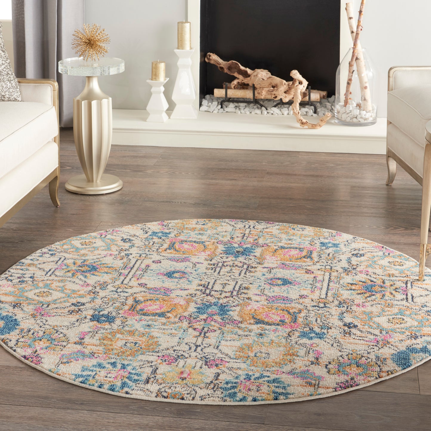 Nourison Passion 4' x Round Ivory/Multi Bohemian Indoor Rug