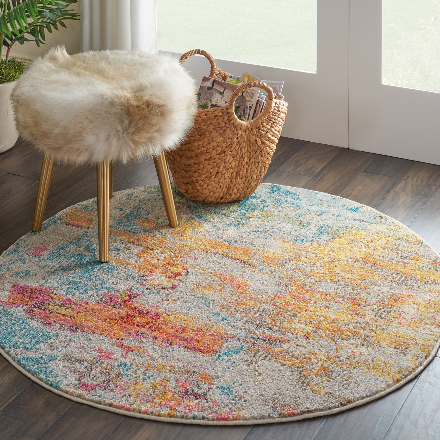 Nourison Celestial 4' x Round Sealife Modern Indoor Rug