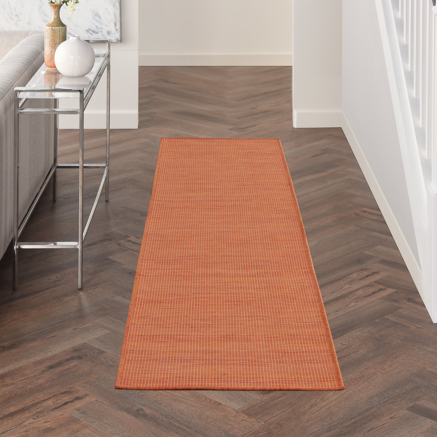 Nourison Positano 2'2" x 8' Terracotta Modern Rug