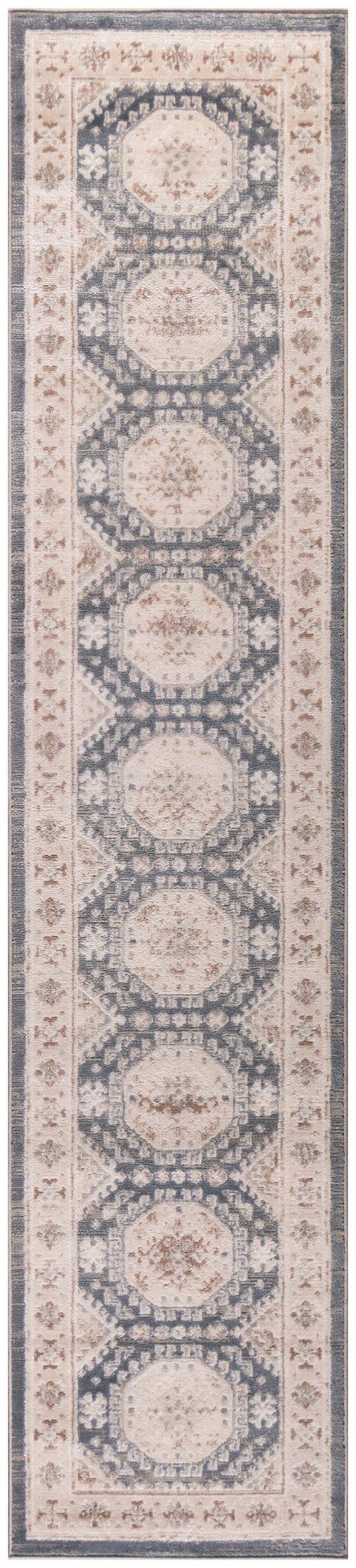 Nourison Serenity Home 2'2" x 7'6" Ivory Blue Vintage Indoor Rug