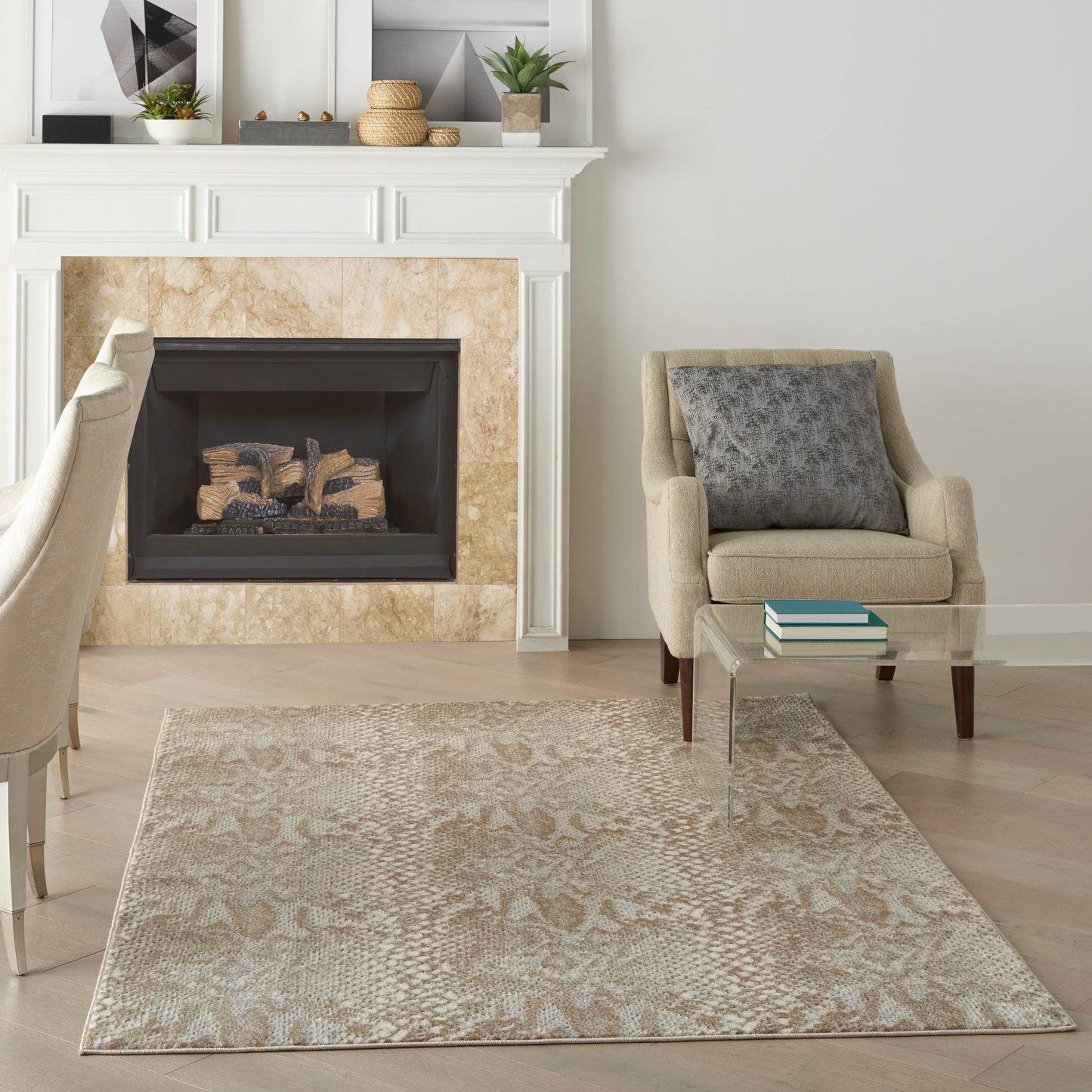 Nourison Solace 5'3" x 7'3" Ivory Beige Modern Indoor Rug