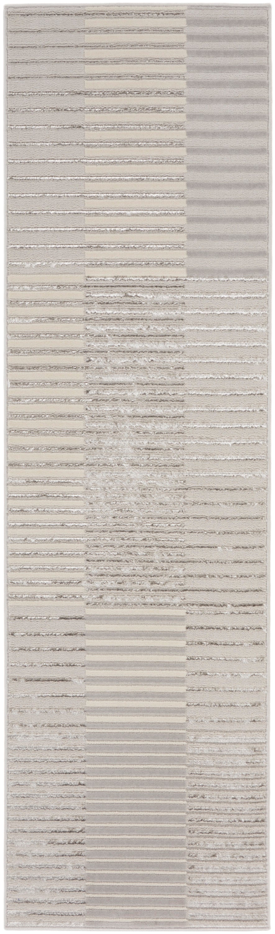 Inspire Me! Home Décor Brushstrokes 2'2" x 7'6" Silver Grey Modern Indoor Rug