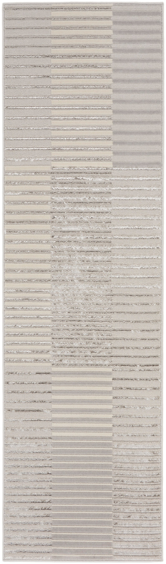 Inspire Me! Home Décor Brushstrokes 2'2" x 7'6" Silver Grey Modern Indoor Rug