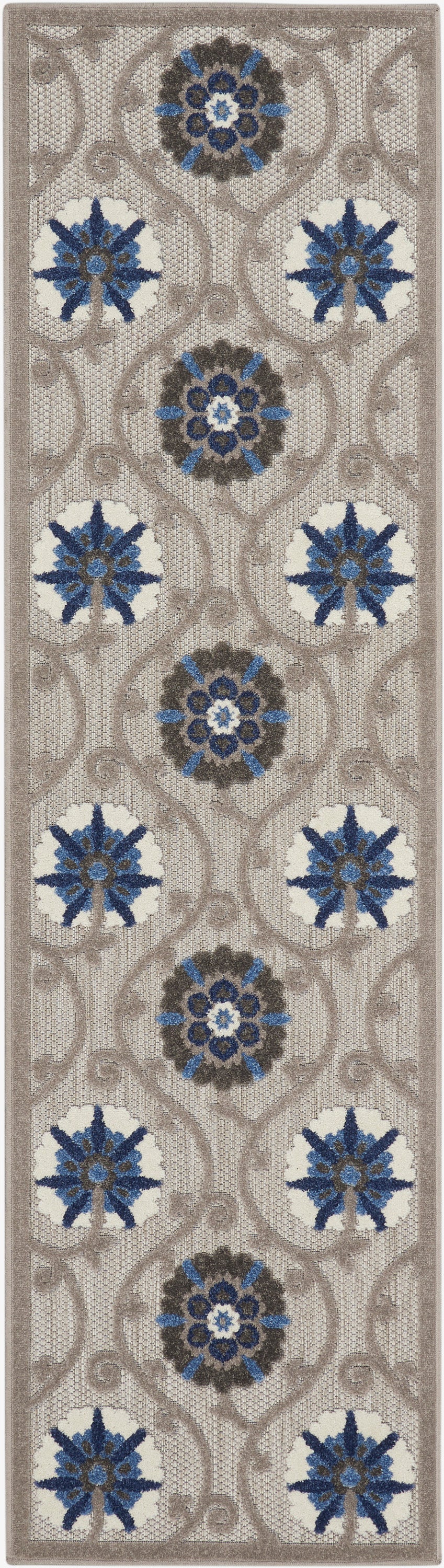 Nourison Aloha 2' x 6' Grey Blue Contemporary Rug