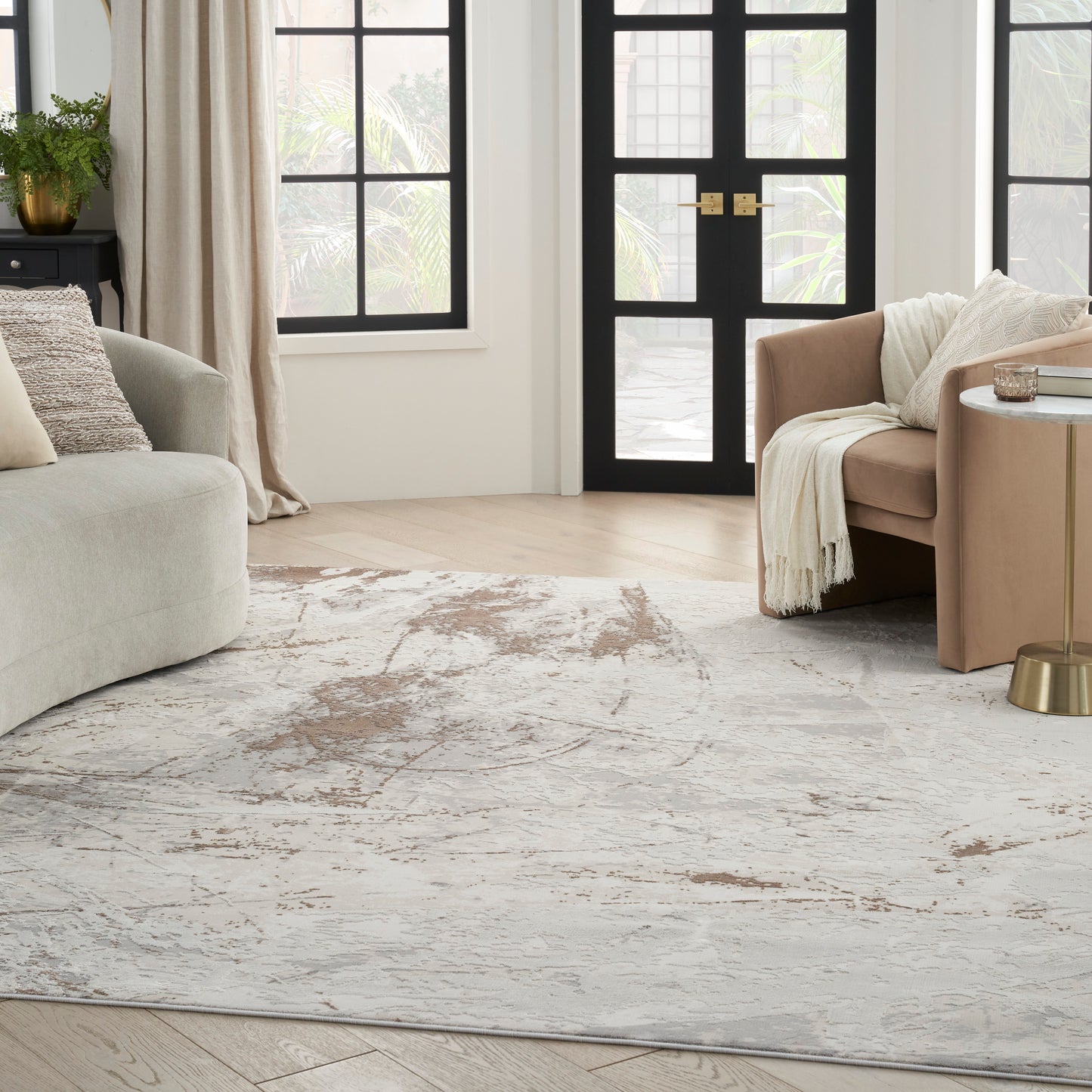 Nourison Desire 9' x 12' Cream Grey Modern Indoor Rug