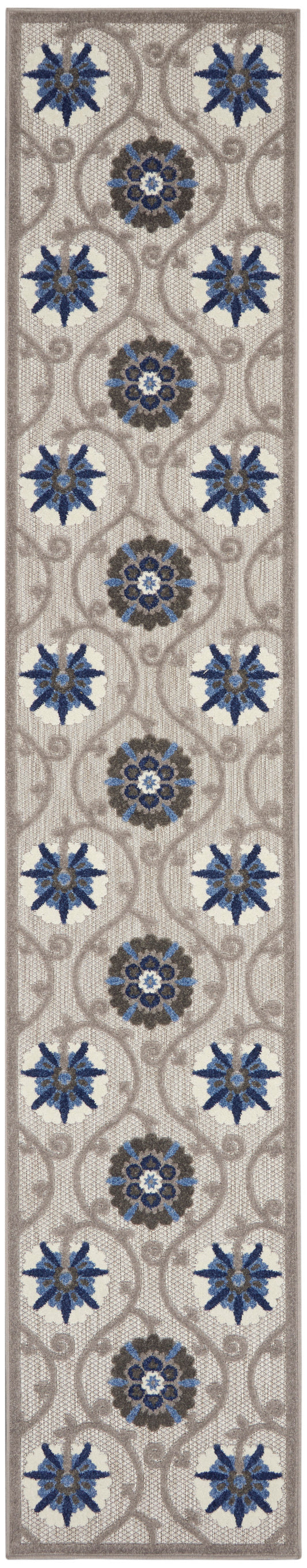 Nourison Aloha 2'3" x 12' Grey Blue Contemporary Rug