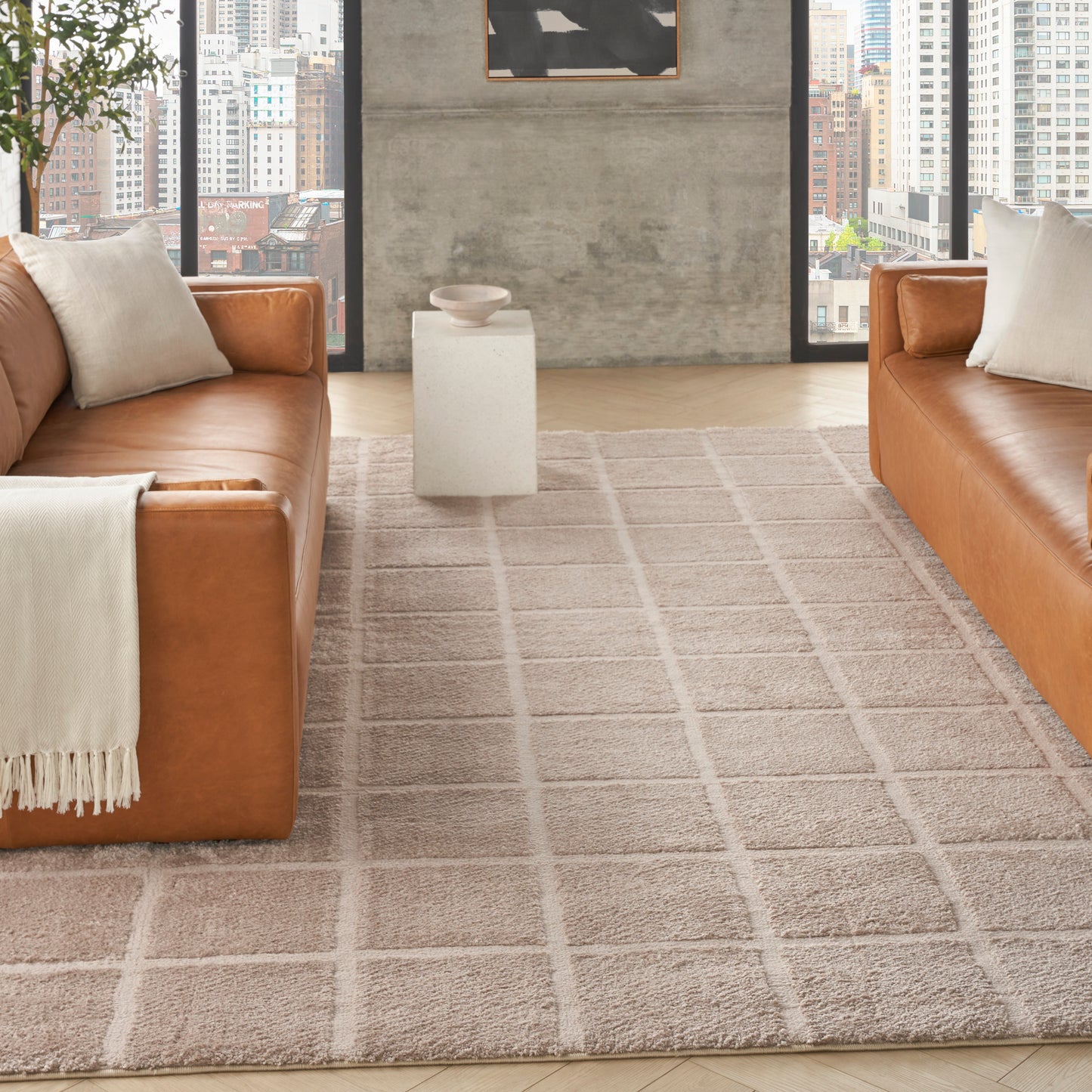 DKNY West End Ave 7'10" x 9'10" Beige Modern Indoor Rug