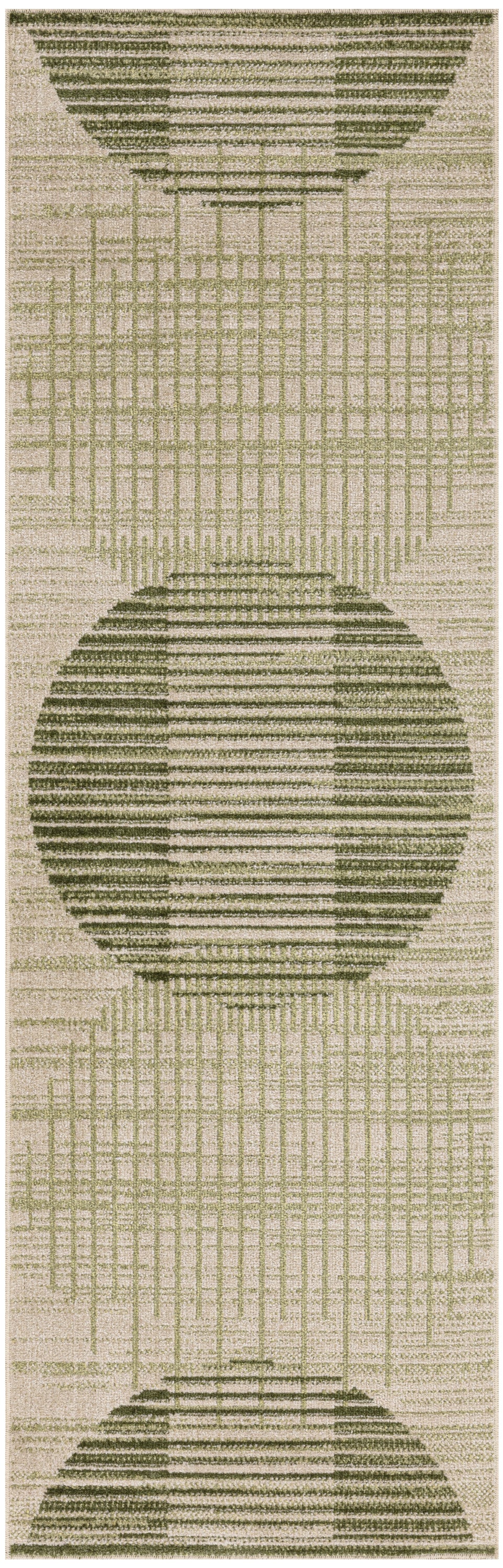 Nourison Astra Machine Washable 2' x 6' Ivory Olive Mid-Century Modern Indoor Rug