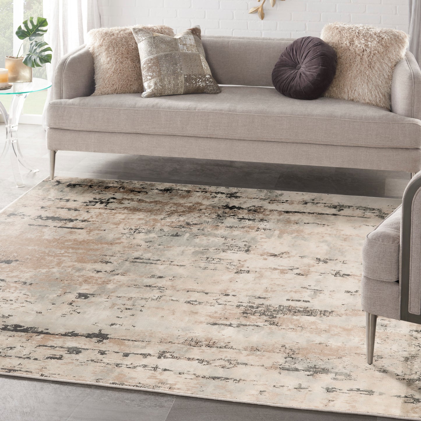 Nourison Quarry 7'10" x Square Beige Grey Modern Indoor Rug