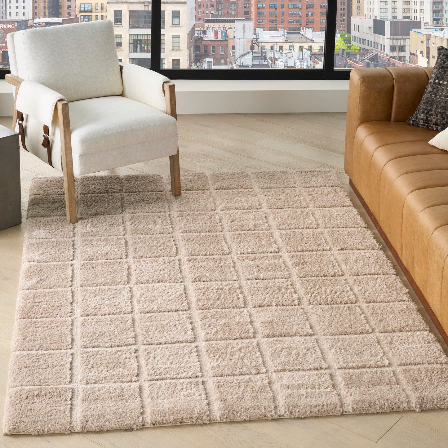 DKNY West End Ave 3'11" x 5'11" Beige Modern Indoor Rug