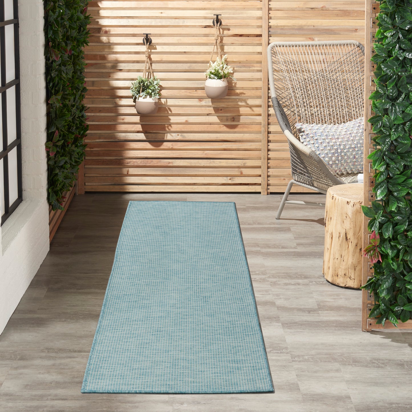 Nourison Positano 2' x 6' Aqua Modern Rug