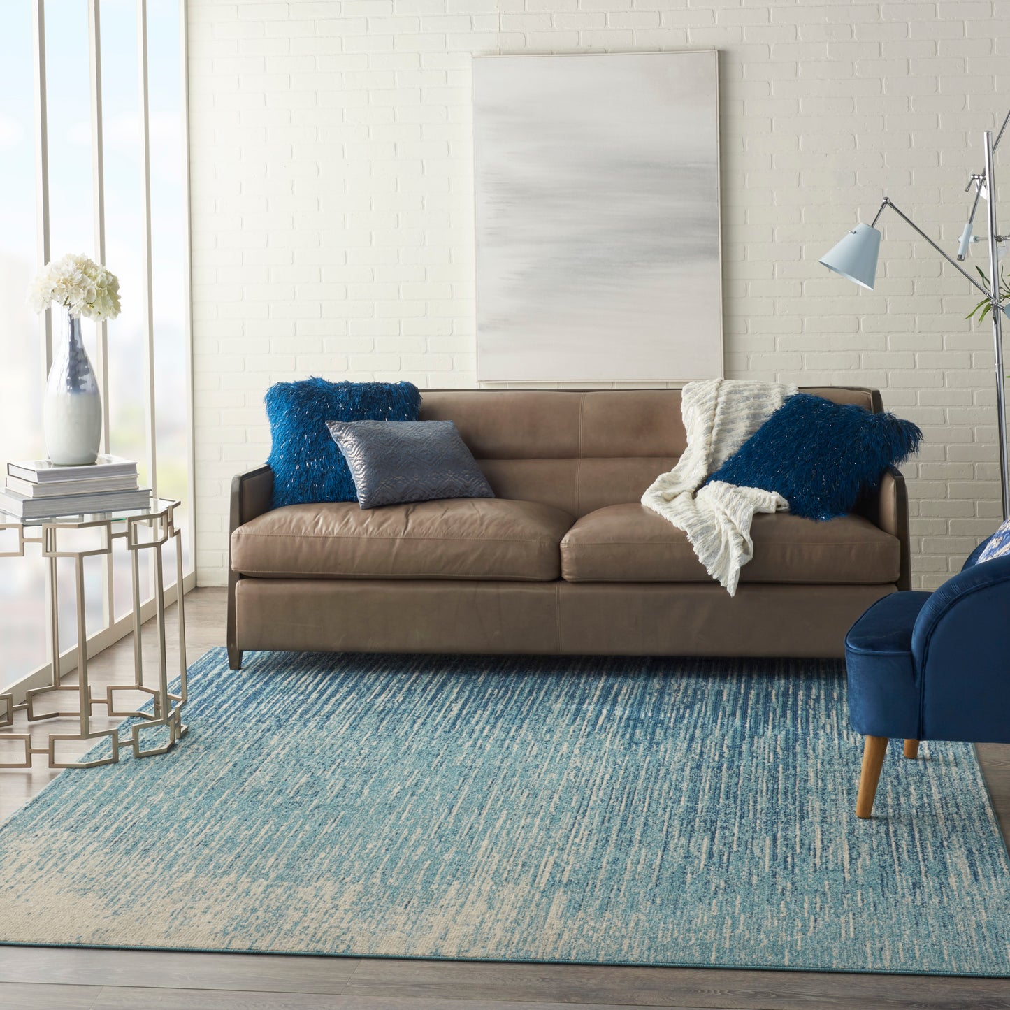 Nourison Passion 8' x 10' Navy/Light Blue Modern Indoor Rug