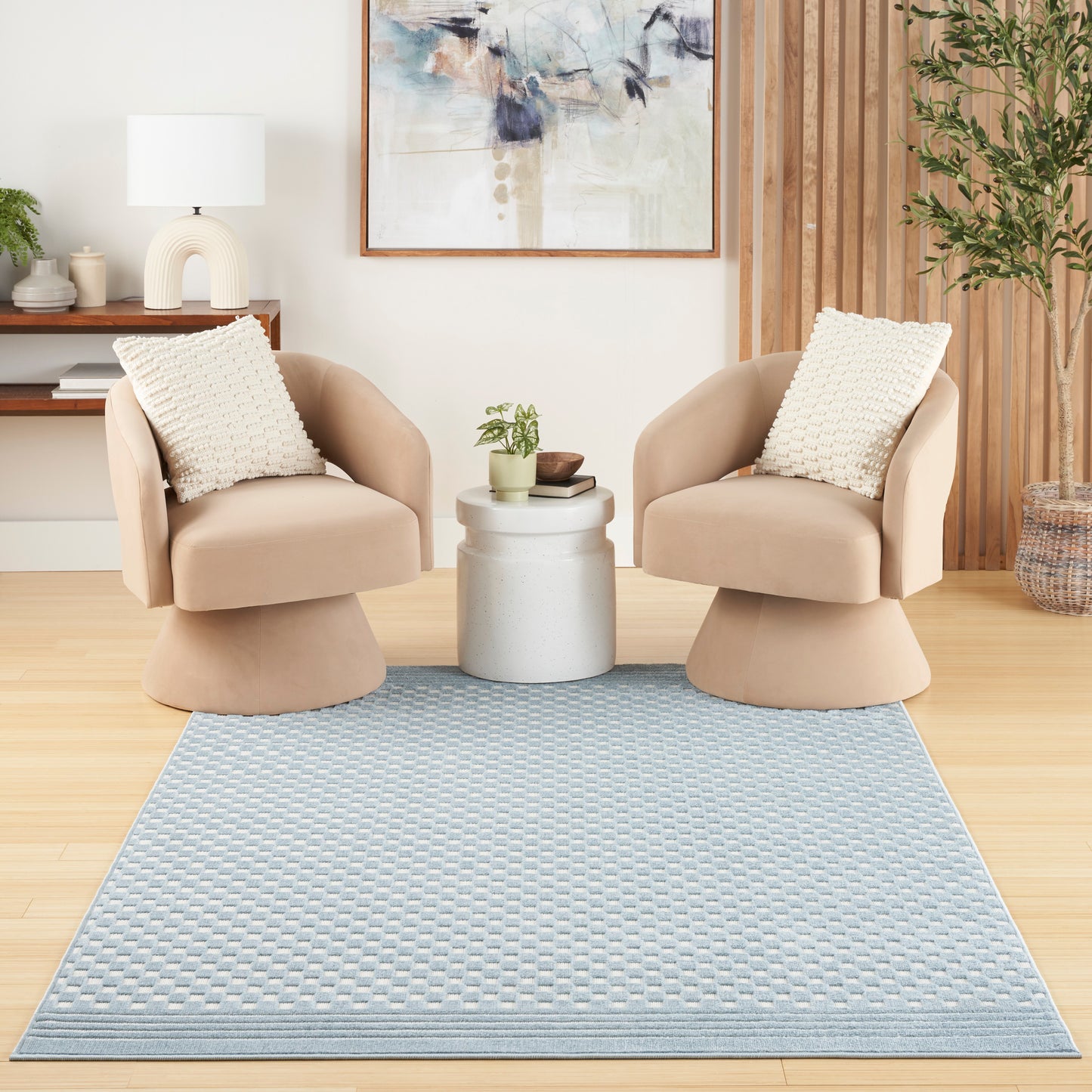 Nourison Care Free 3'11" x 5'11" Blue Modern Indoor Rug