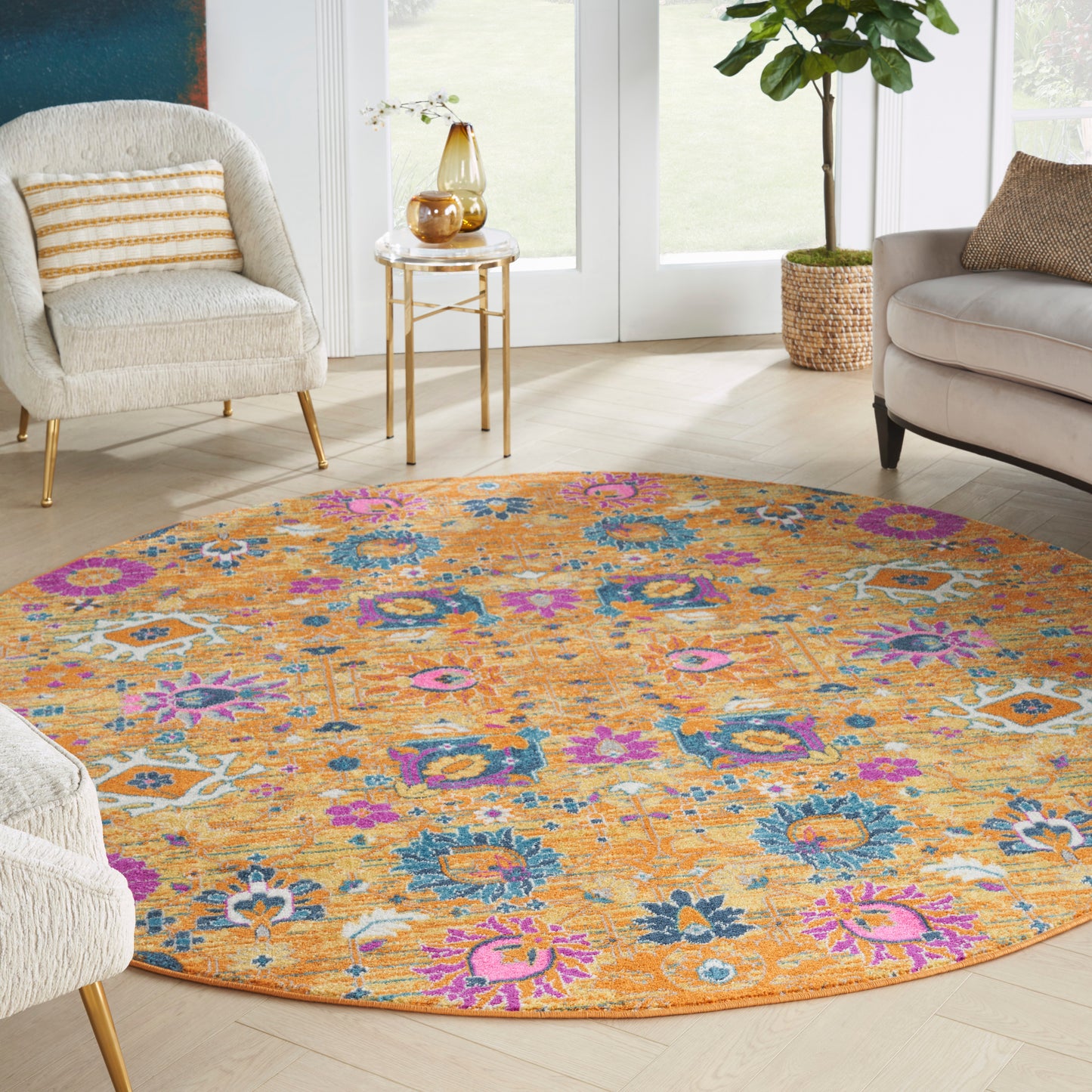 Nourison Passion 8' x Round Sunburst Bohemian Indoor Rug