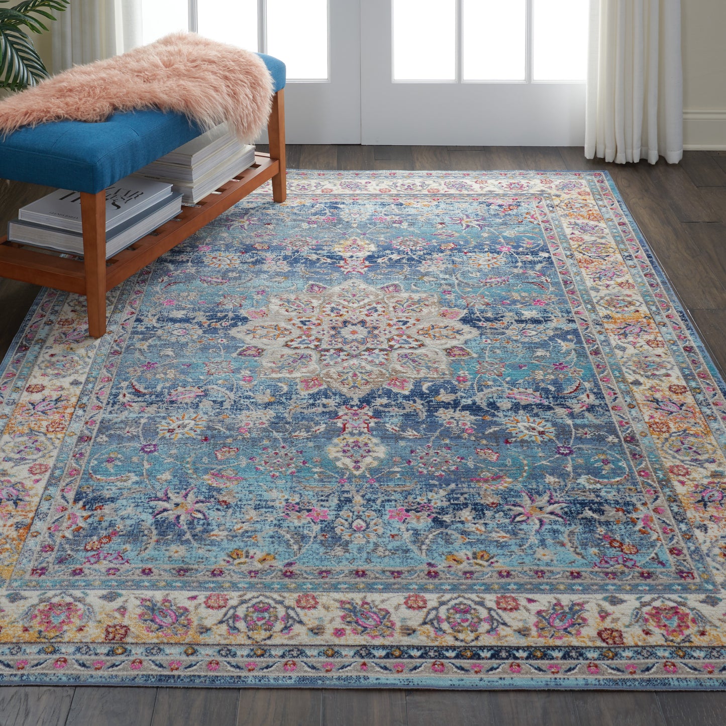 Nourison Vintage Kashan 4' x 6' Blue Vintage Indoor Rug