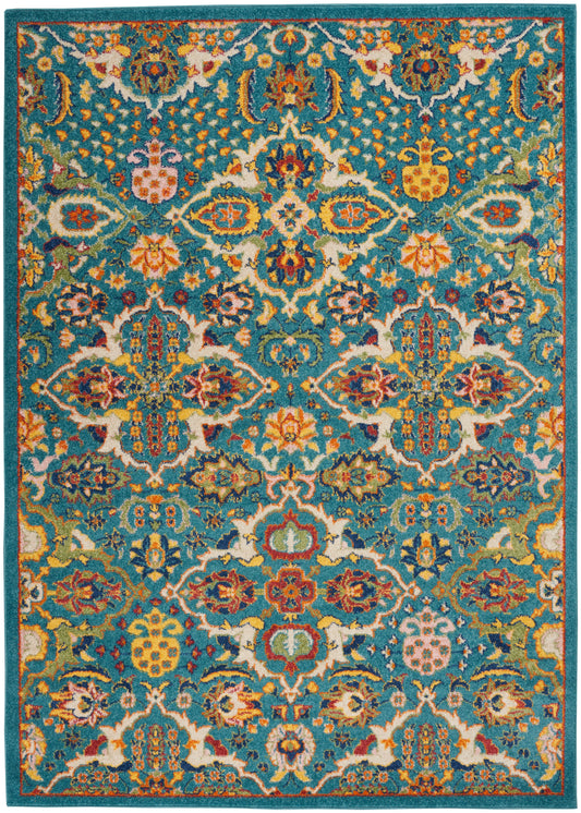 Nourison Allur 6' x 9' Turquoise Ivory Bohemian Indoor Rug