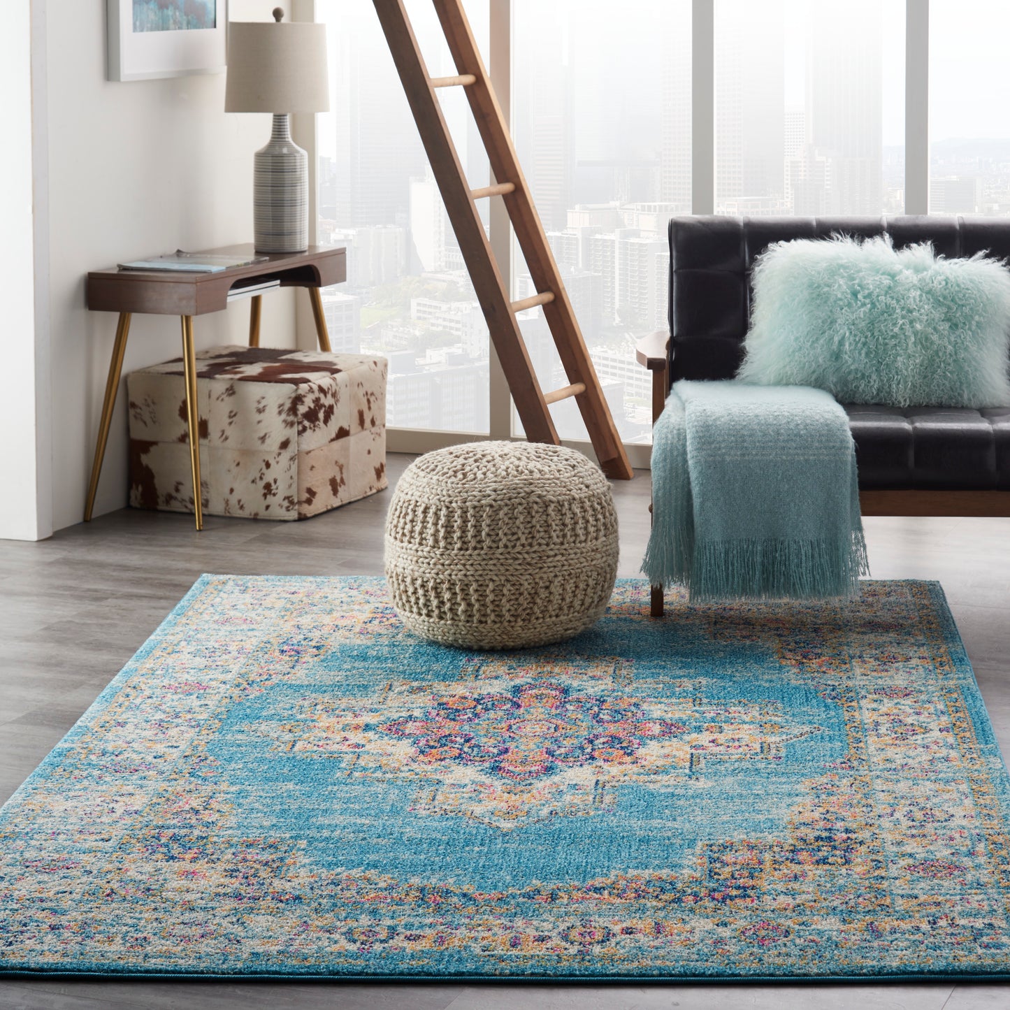 Nourison Passion 3'9" x 5'9" Light Blue Bohemian Indoor Rug