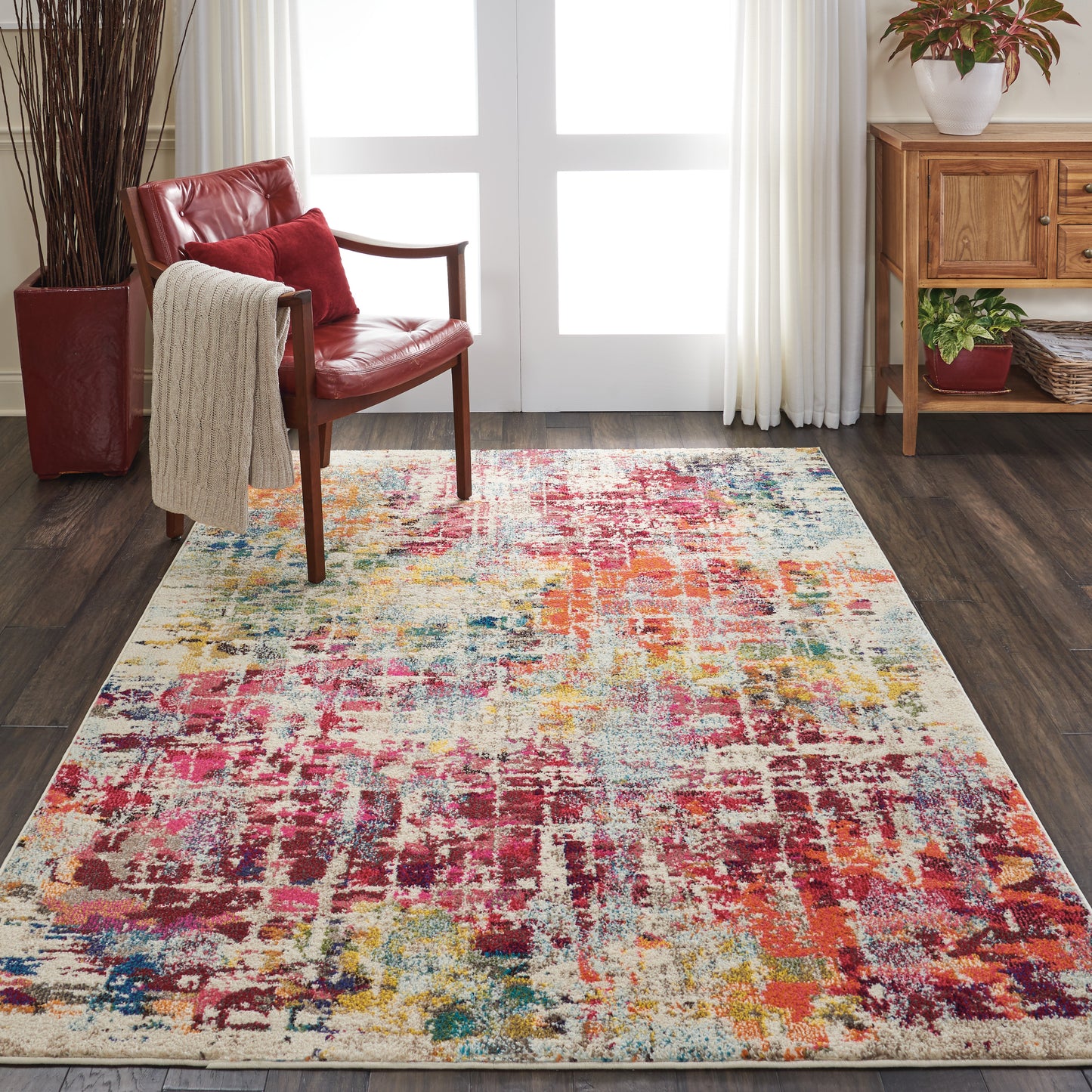 Nourison Celestial 5'3" x 7'3" Pink/Multicolor Modern Indoor Rug