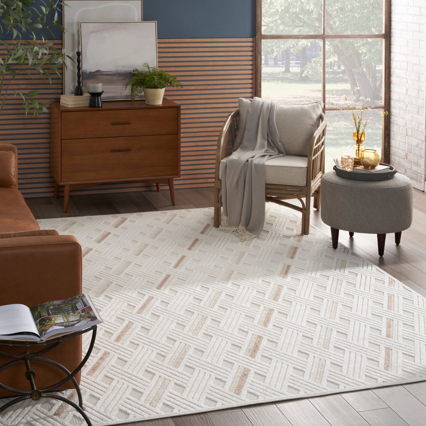 Nourison Care Free 9'2" x 12' Ivory Beige Modern Indoor Rug