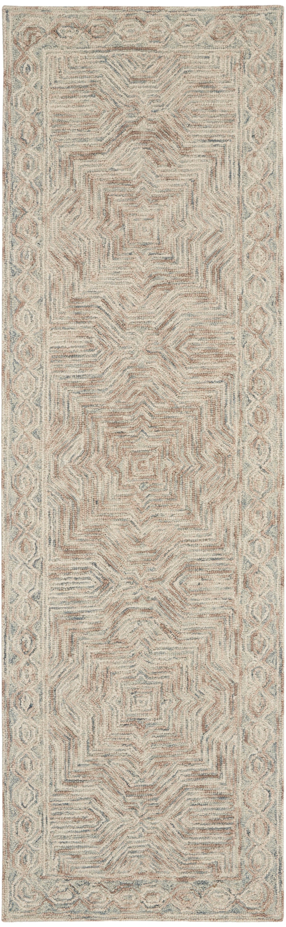 Nourison Interlock 2'3" x 7'6" Blue Ivory Bohemian Indoor Rug