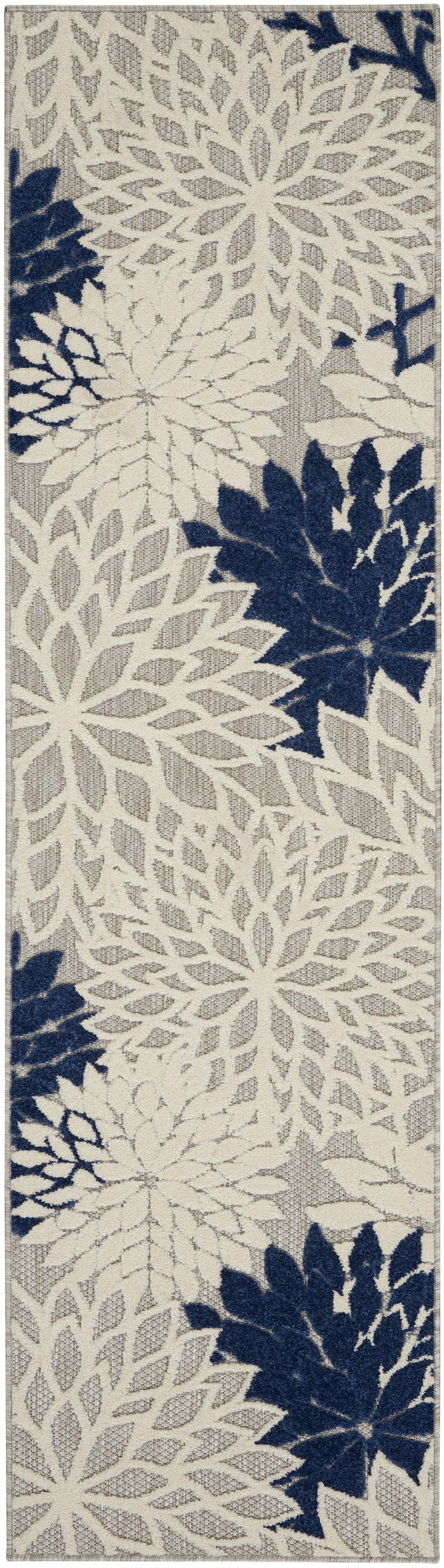 Nourison Aloha 2' x 6' Ivory Navy Tropical Rug