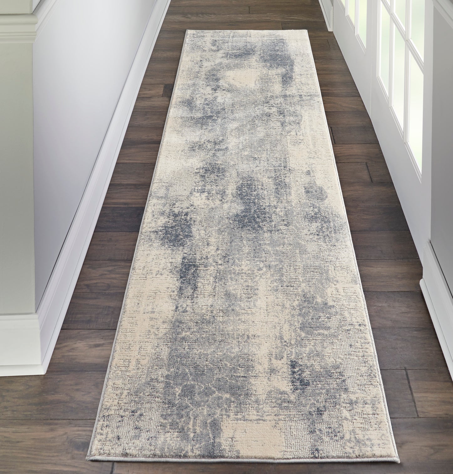 Nourison Rustic Textures 2'2" x 7'6" Blue Ivory Modern Indoor Rug